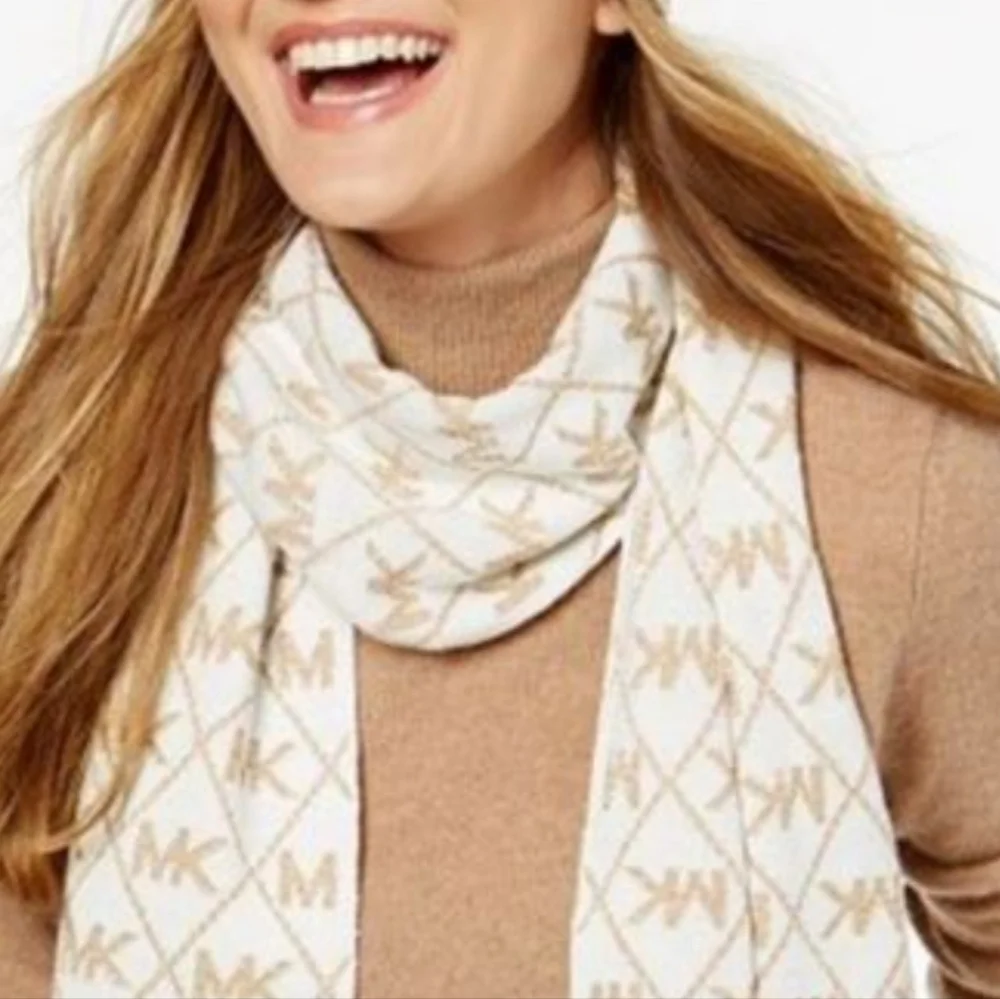 Michael Kors Cream & Gold Reversible Infinity Scarf